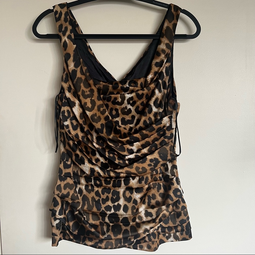 Express Leopard print fully lined dressy top.